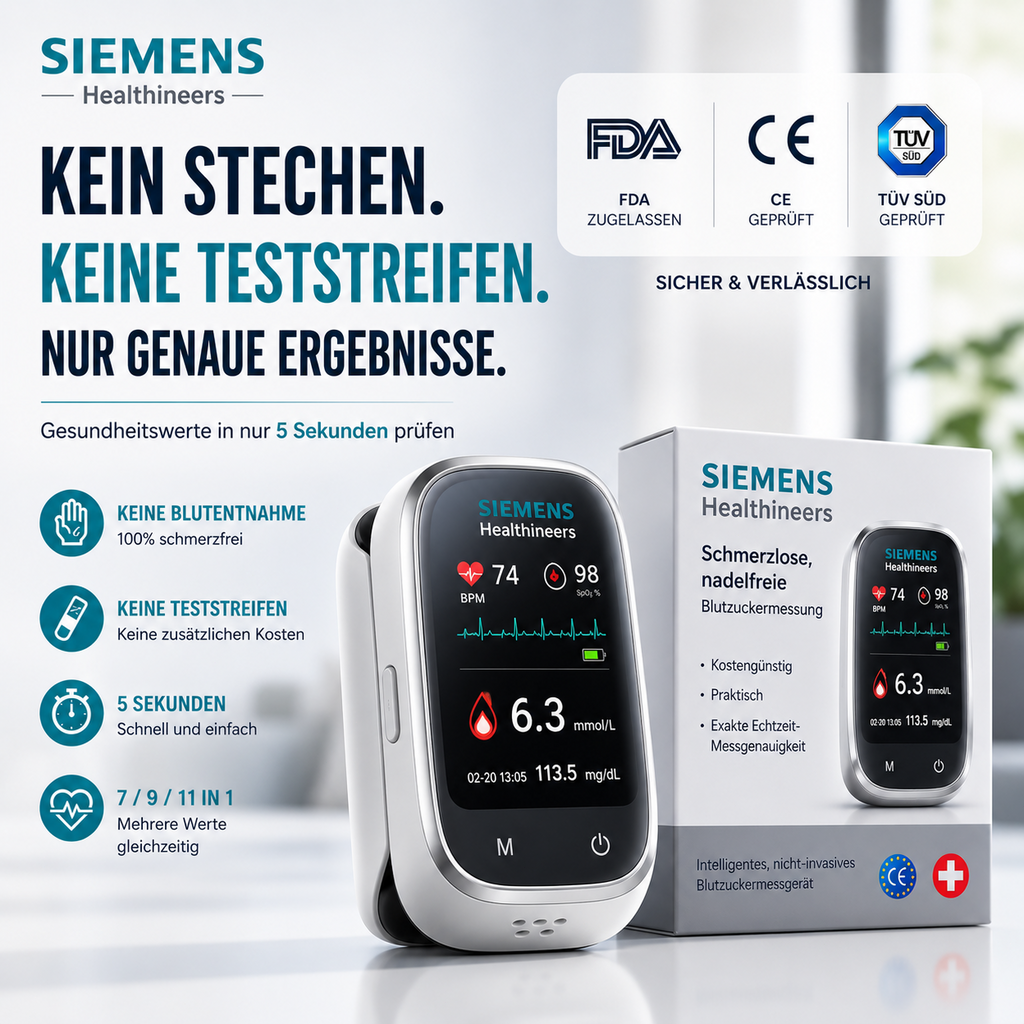 🩸 11-in-1 Stichfreies Blutzuckermessgerät Ohne Stechen • Keine Teststreifen • Ergebnisse in nur 5 Sekunden